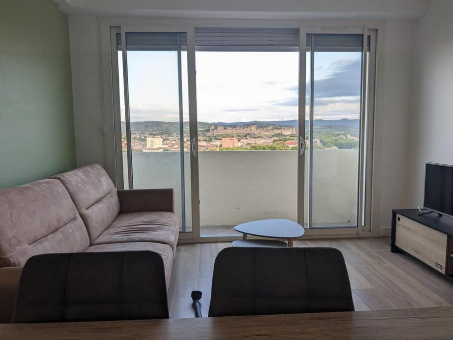 Appartment - Vue Imprenable Sur La Cite Medievale - Parking Gratuit - Climatise Carcassonne Dış mekan fotoğraf